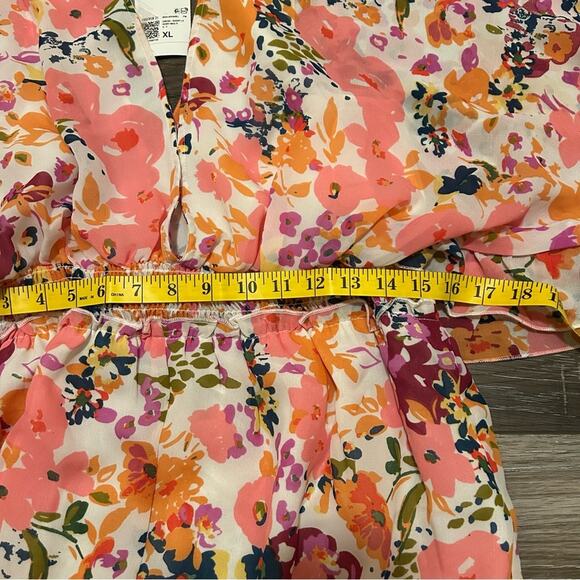 Forever 21 Soul Girl Floral Print Butterfly Sleeve Mini dress Size X-Large Pink - Picture 9 of 13